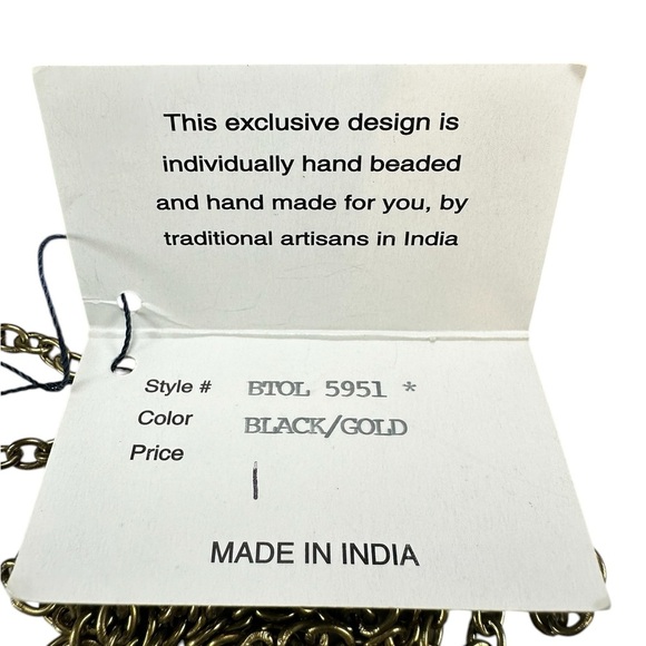 Santi India Beaded Evening Clutch Bag Hard Shell White & Gold on Black 7"W NWT - Picture 7 of 10